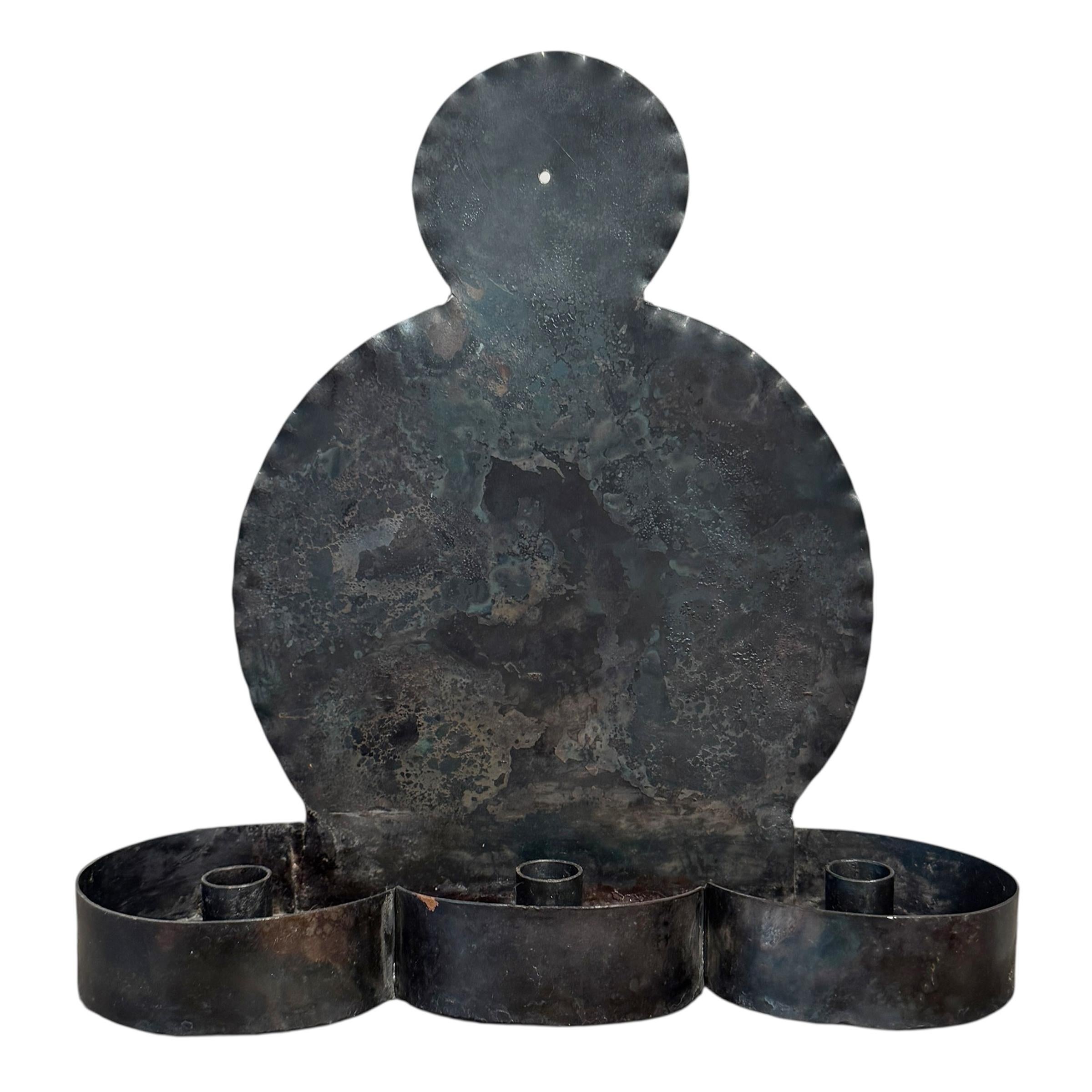 American Modernist Steel Three-Candle Sconce For Sale