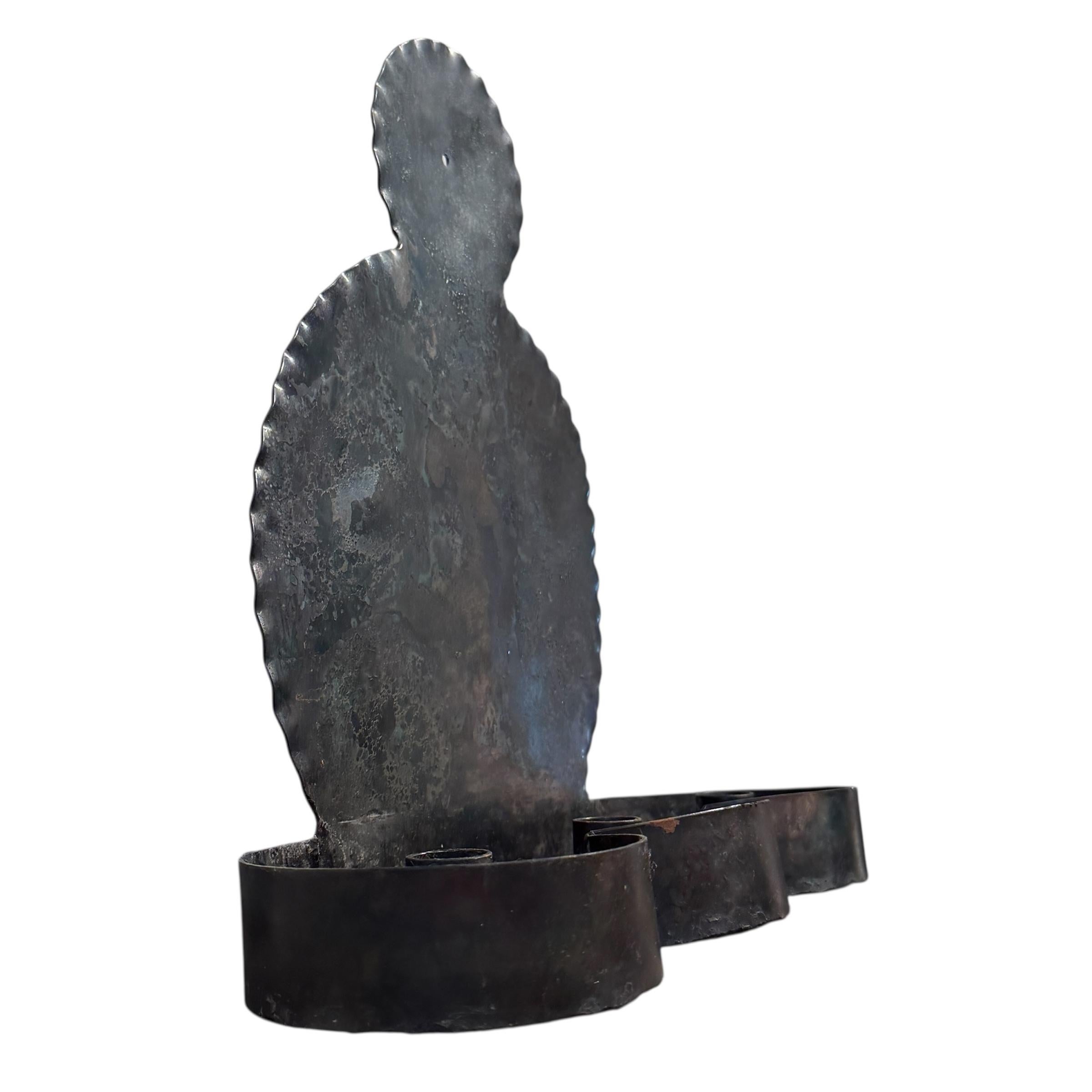 Contemporary Modernist Steel Three-Candle Sconce For Sale