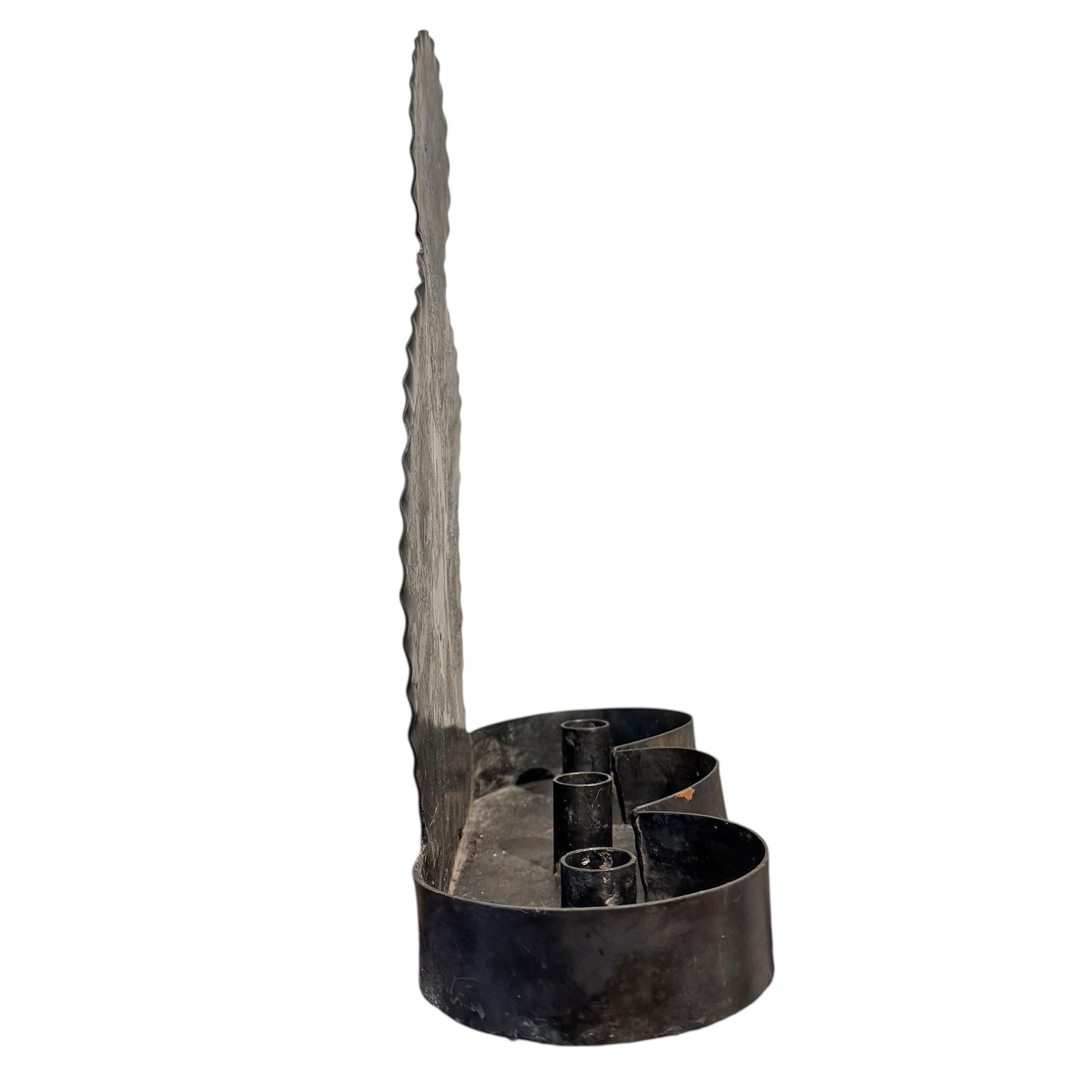 Modernist Steel Three-Candle Sconce For Sale 1