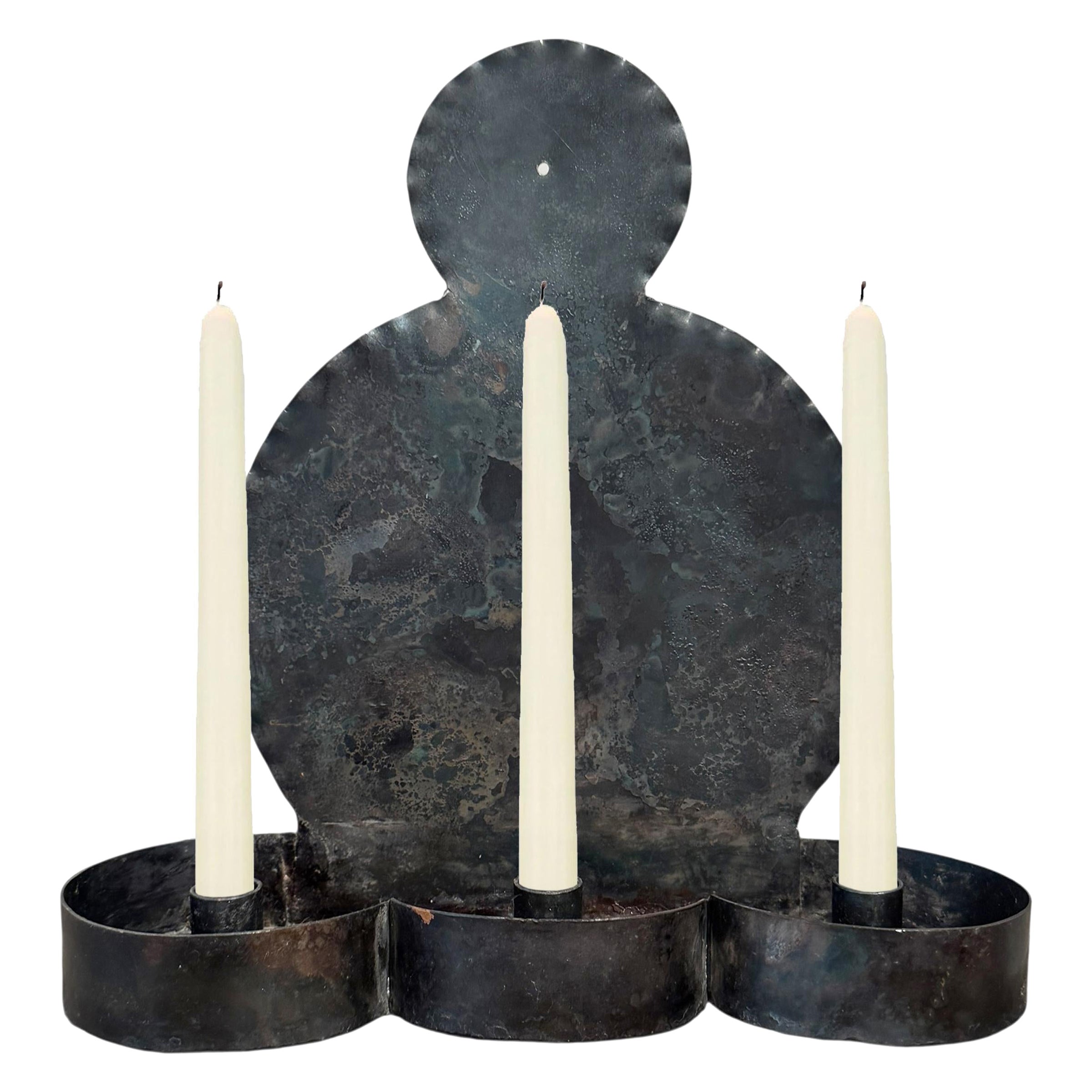 Scontrino modernista a tre candele in acciaio in vendita