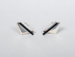 Modernistische Manschettenknöpfe aus Sterling und Obsidian von Antonio Pineda