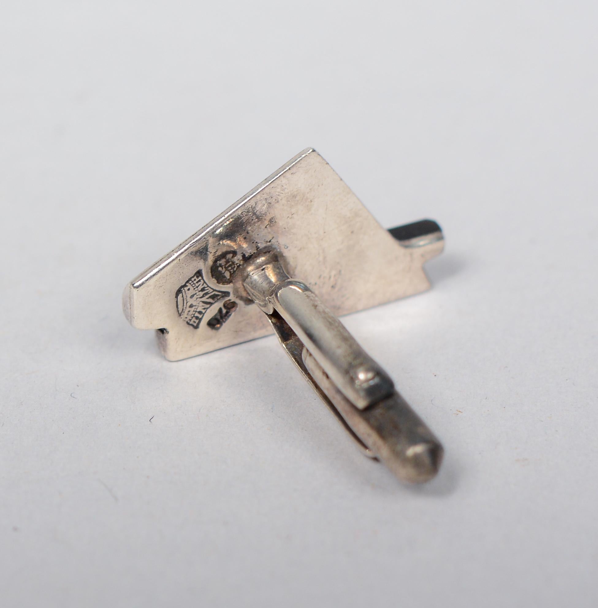 Modernist Sterling and Obsidian Cufflinks by Antonio Pineda For Sale 1