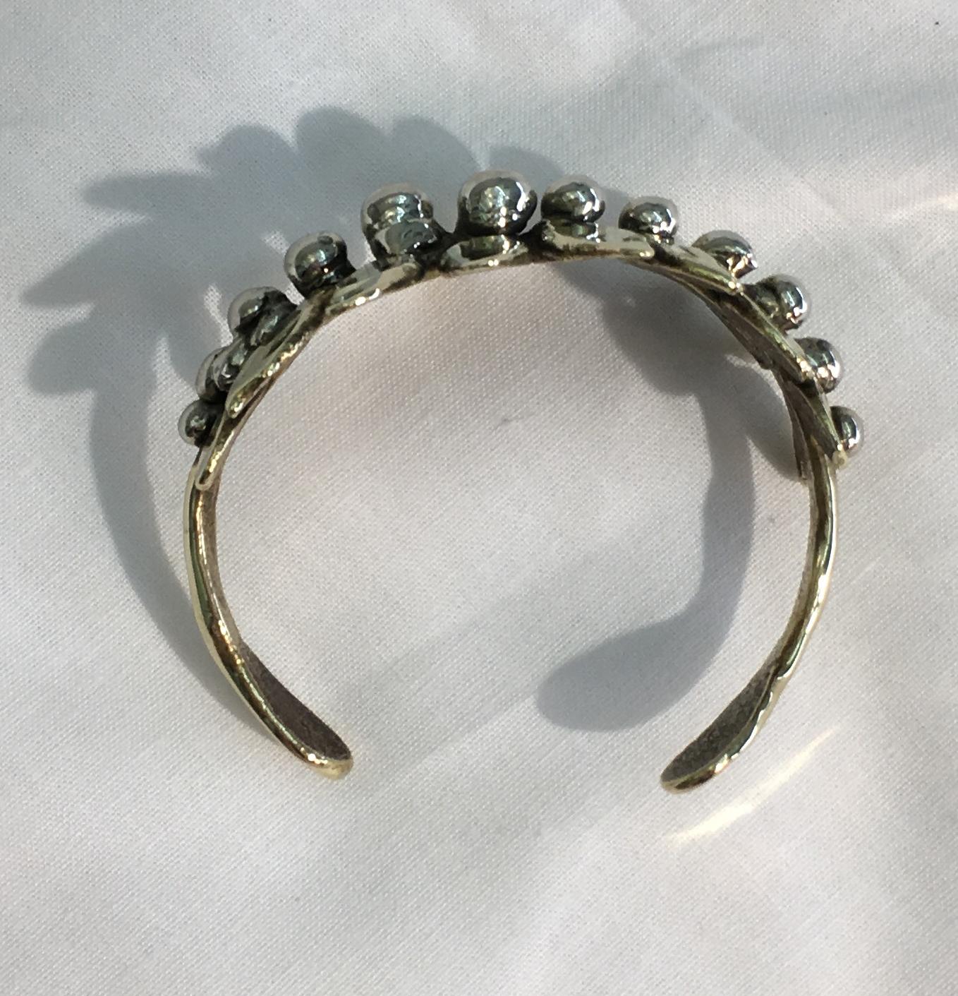 American Modernist Sterling Brass Cuff Bracelet by Stephen Burr For Sale