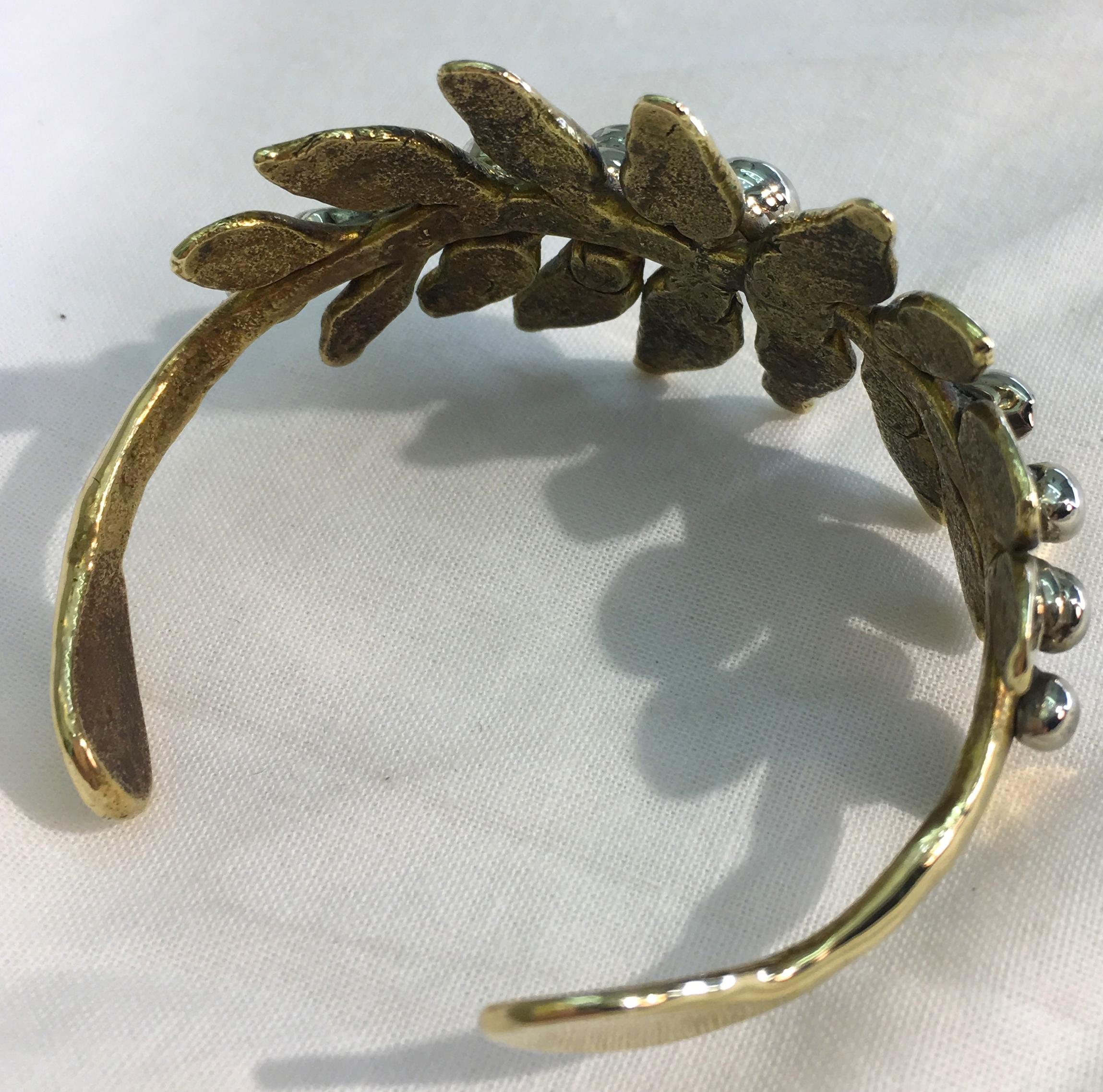 Modernist Sterling Brass Cuff Bracelet by Stephen Burr For Sale 1