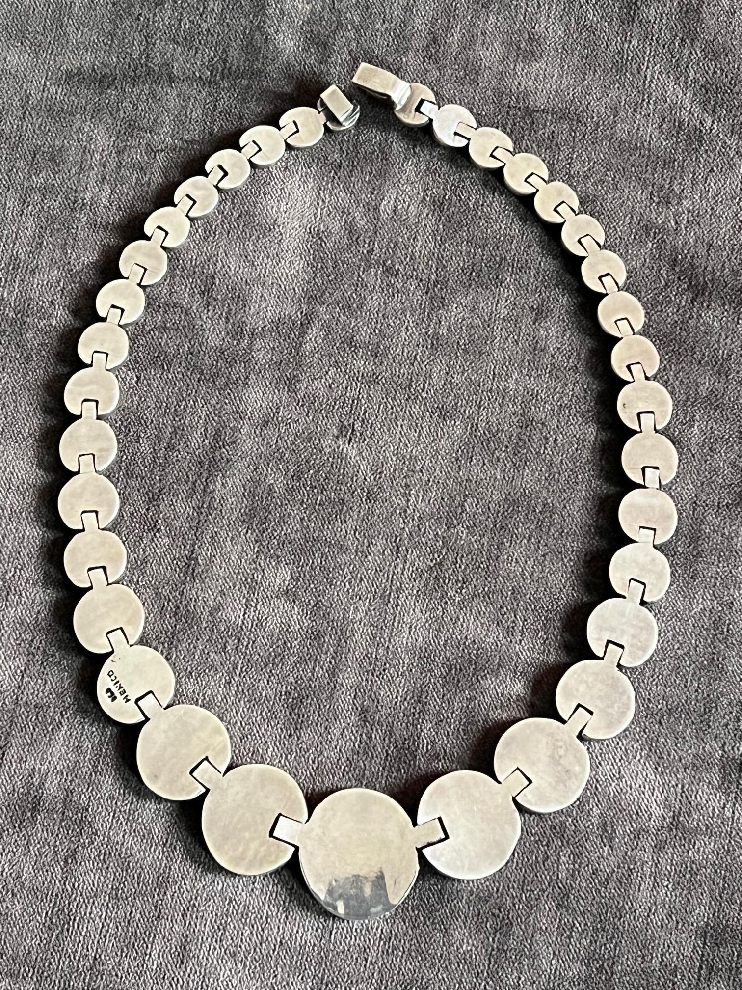 Modernist Sterling Necklace Mexico For Sale 3