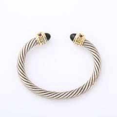 Modernist-Armband aus Sterlingsilber, 14-karätigem Gold, Onyx und Granat von David Yurman