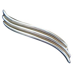 Modernist Sterling Silver & 18K Yellow Gold Wave Brooch, Mid 20th Century