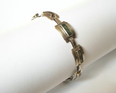Modernist Sterling Silver & Abalone Link Bracelet - Mexico - Circa 1950's