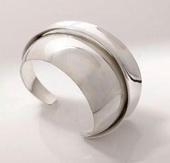 Modernist Sterling Silver Bangle, Gerhard Herbst Studio Cuff, Midcentury style