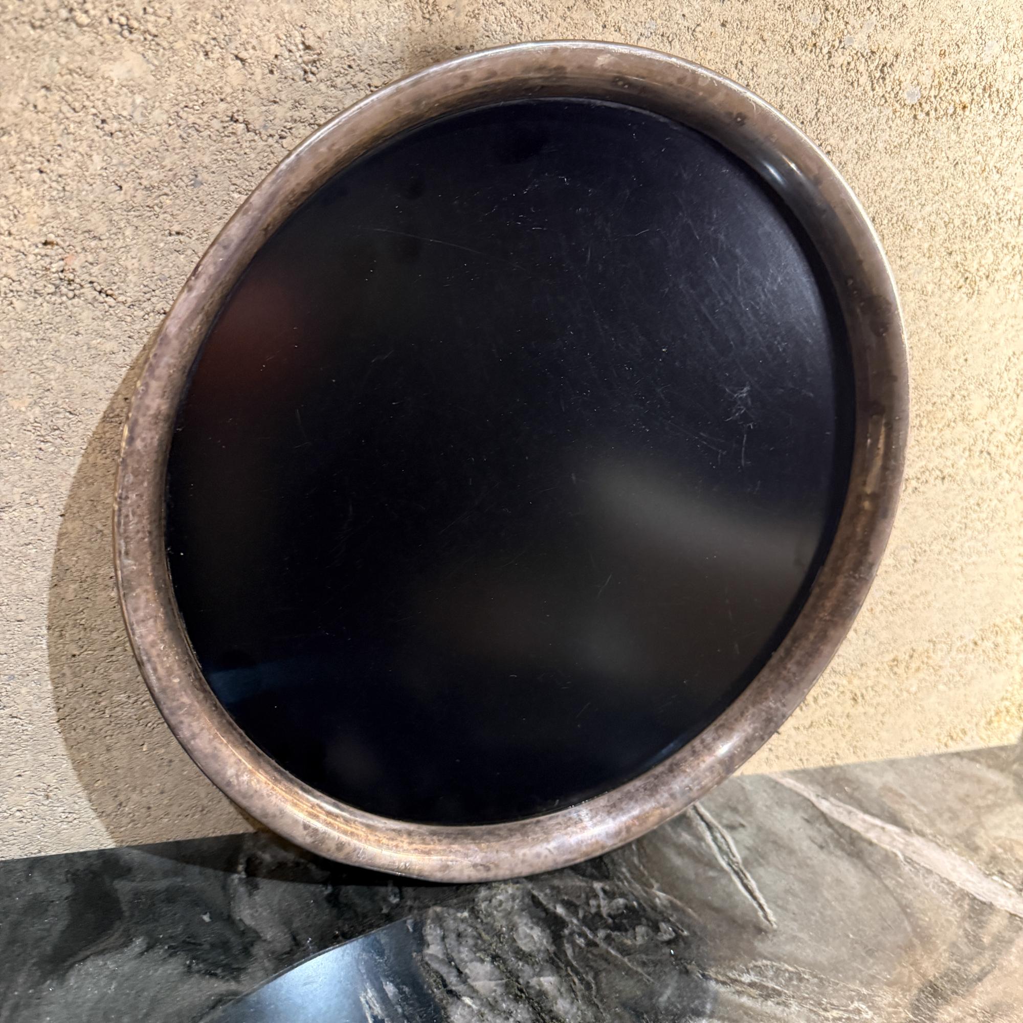 Modernist Sterling Silber & Schwarz Melamin Serviertablett Italien Argente (Moderne der Mitte des Jahrhunderts) im Angebot