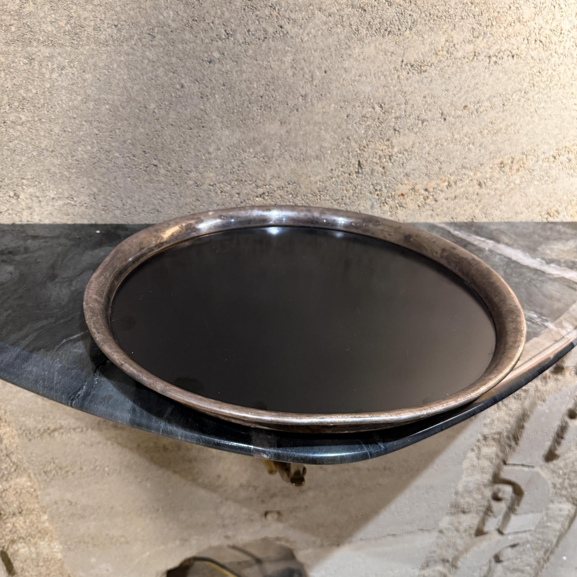 Modernist Sterling Silber & Schwarz Melamin Serviertablett Italien Argente im Zustand „Relativ gut“ im Angebot in Chula Vista, CA