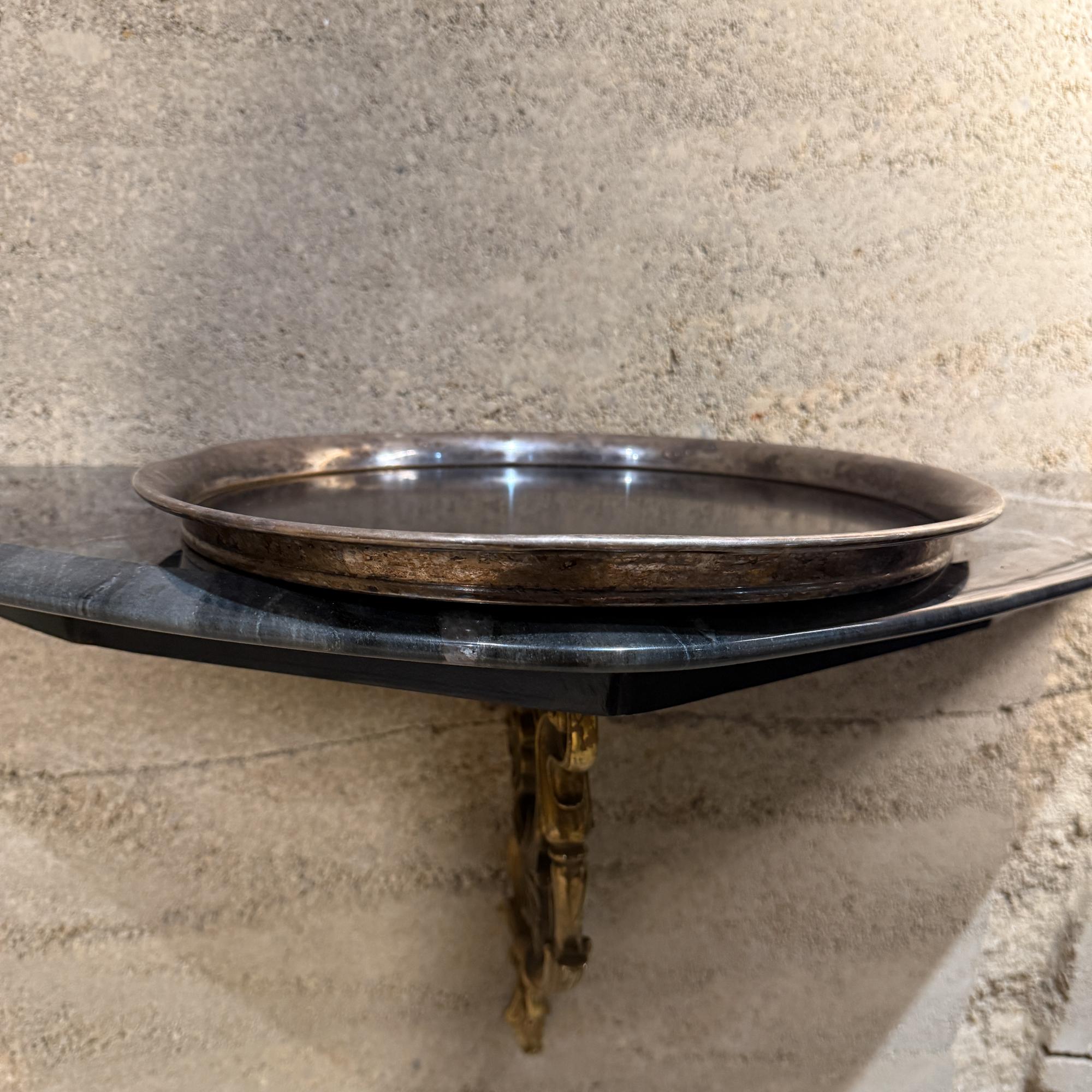 Modernist Sterling Silber & Schwarz Melamin Serviertablett Italien Argente (Mitte des 20. Jahrhunderts) im Angebot