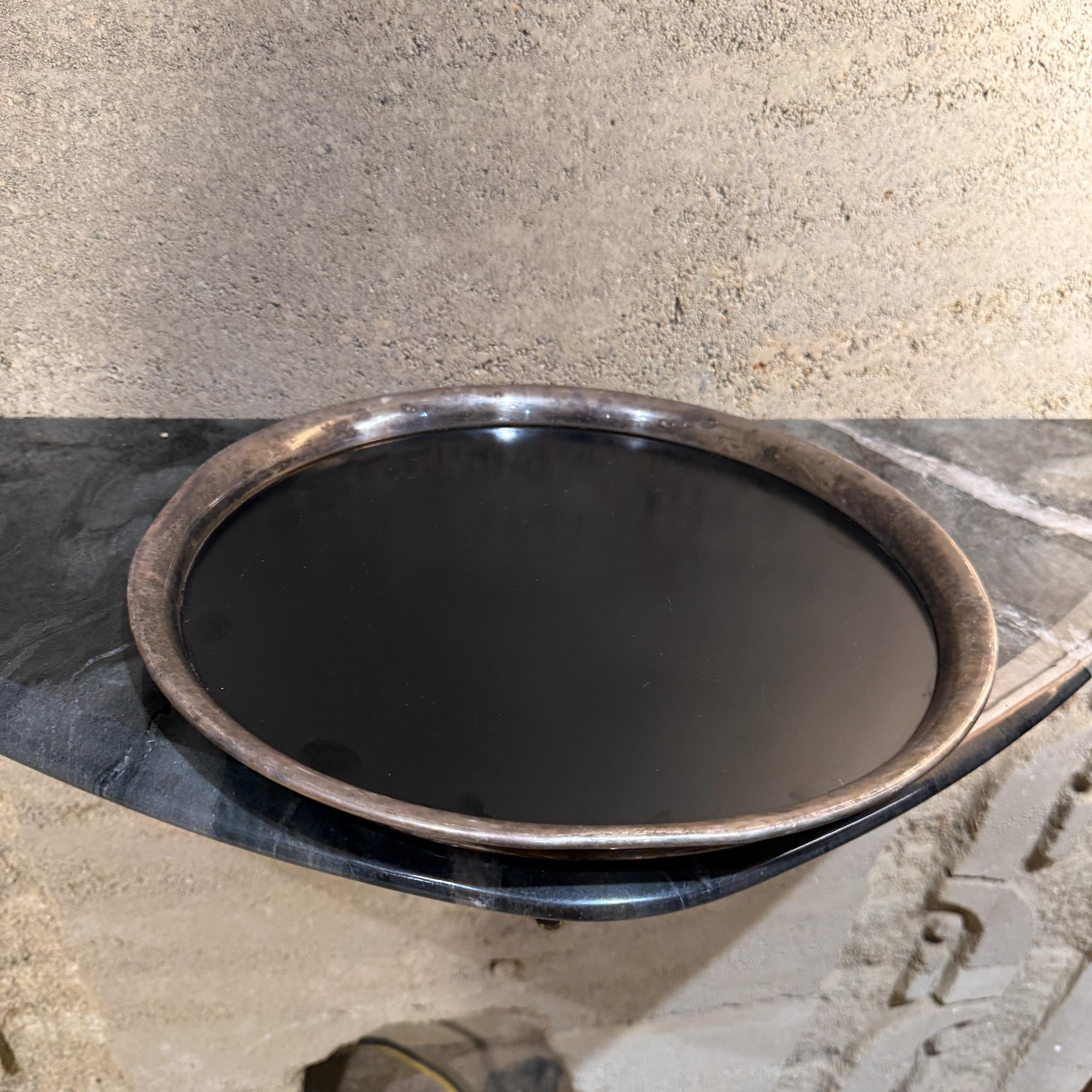 Modernist Sterling Silber & Schwarz Melamin Serviertablett Italien Argente (Versilberung) im Angebot