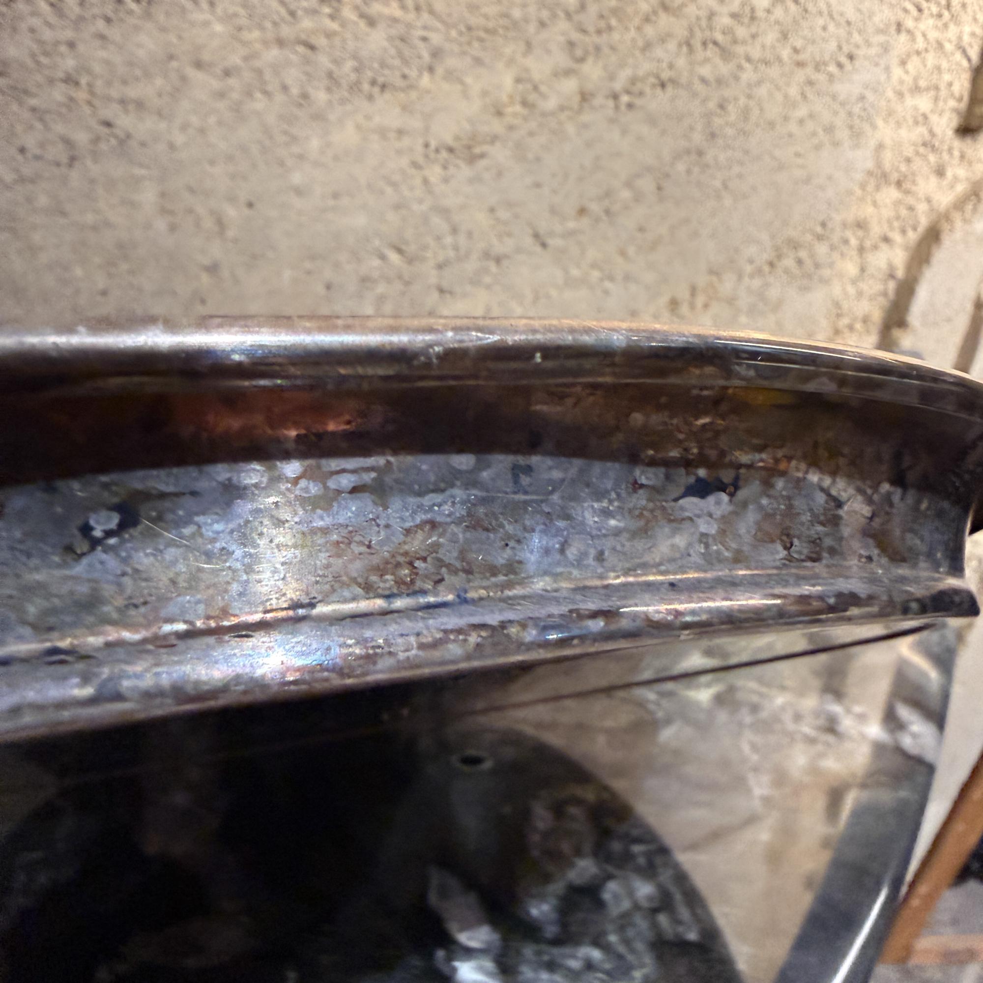 Modernist Sterling Silber & Schwarz Melamin Serviertablett Italien Argente im Angebot 1