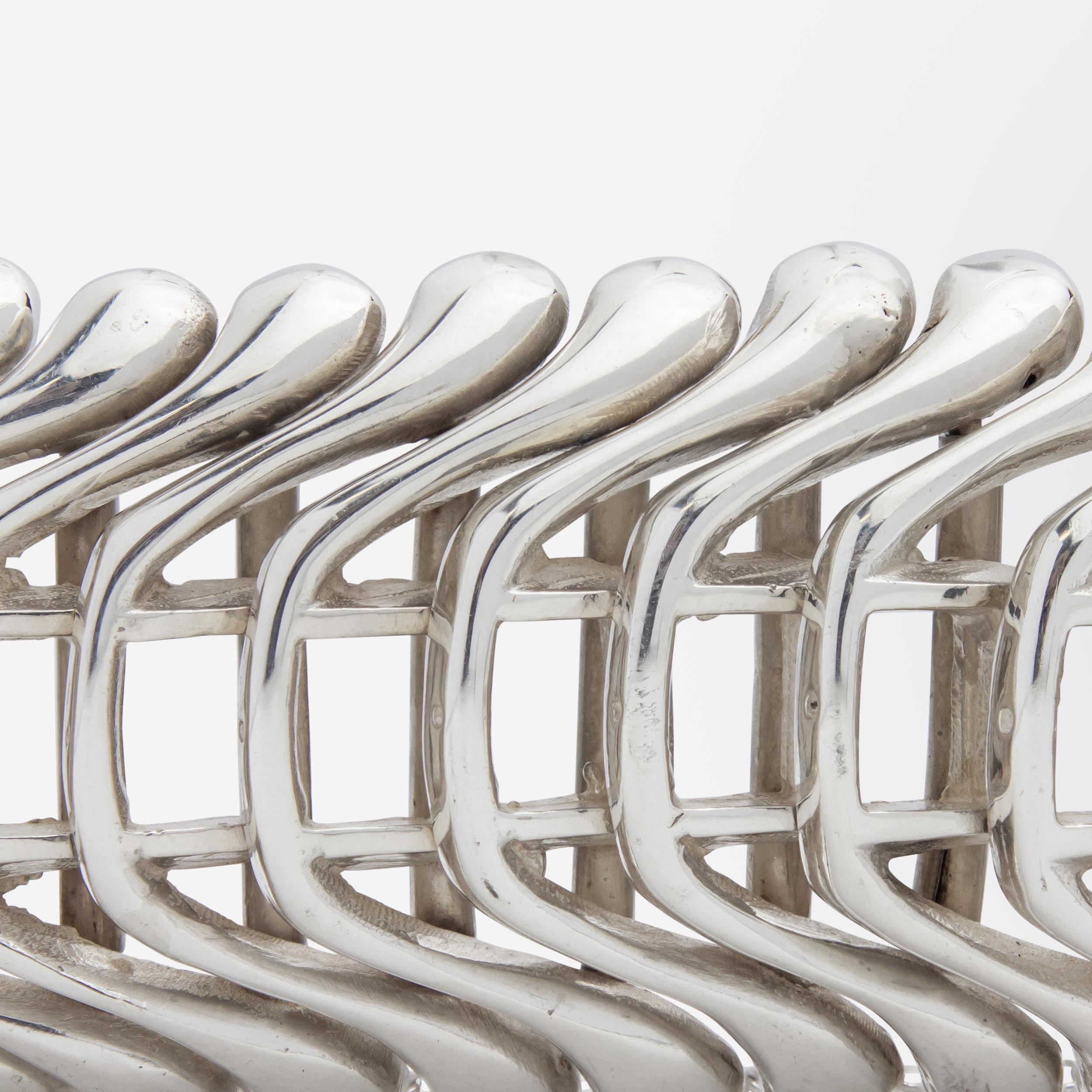 Women's or Men's Modernist Sterling Silver Bracelet For Sale