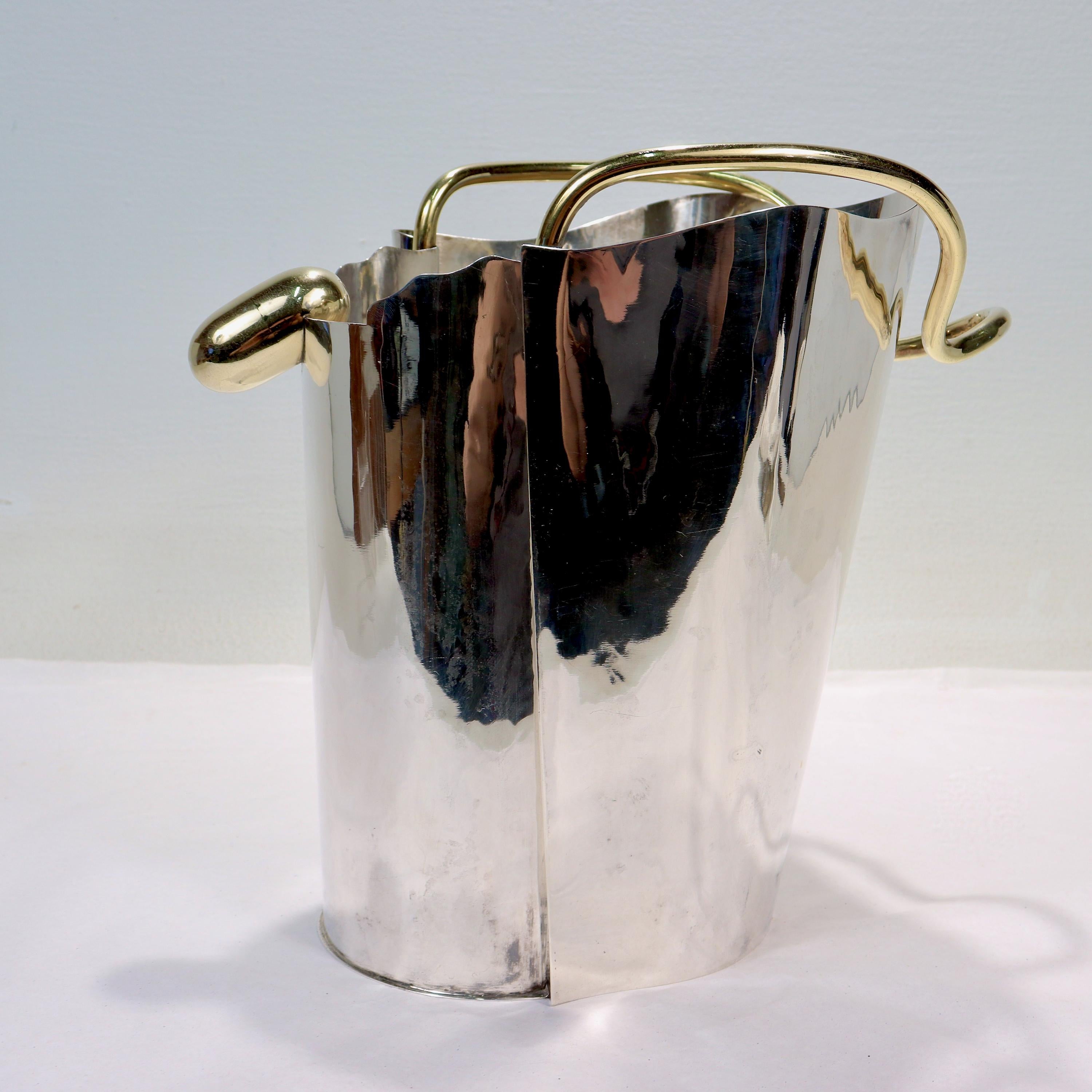 Women's or Men's Modernist Sterling Silver Champagne / Ice Bucket by Borek Sipek for Cleto Munari For Sale