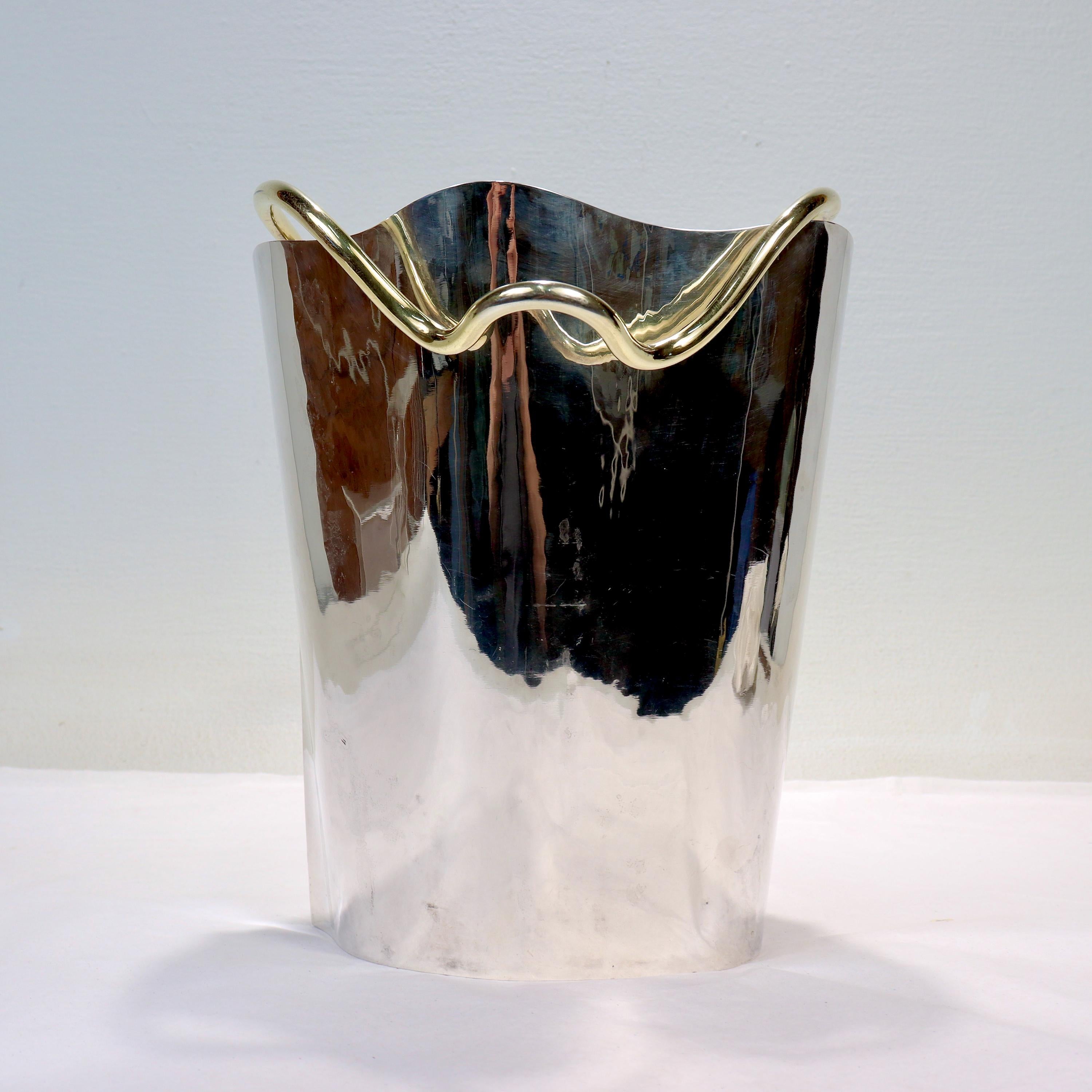 Modernist Sterling Silver Champagne / Ice Bucket by Borek Sipek for Cleto Munari For Sale 2