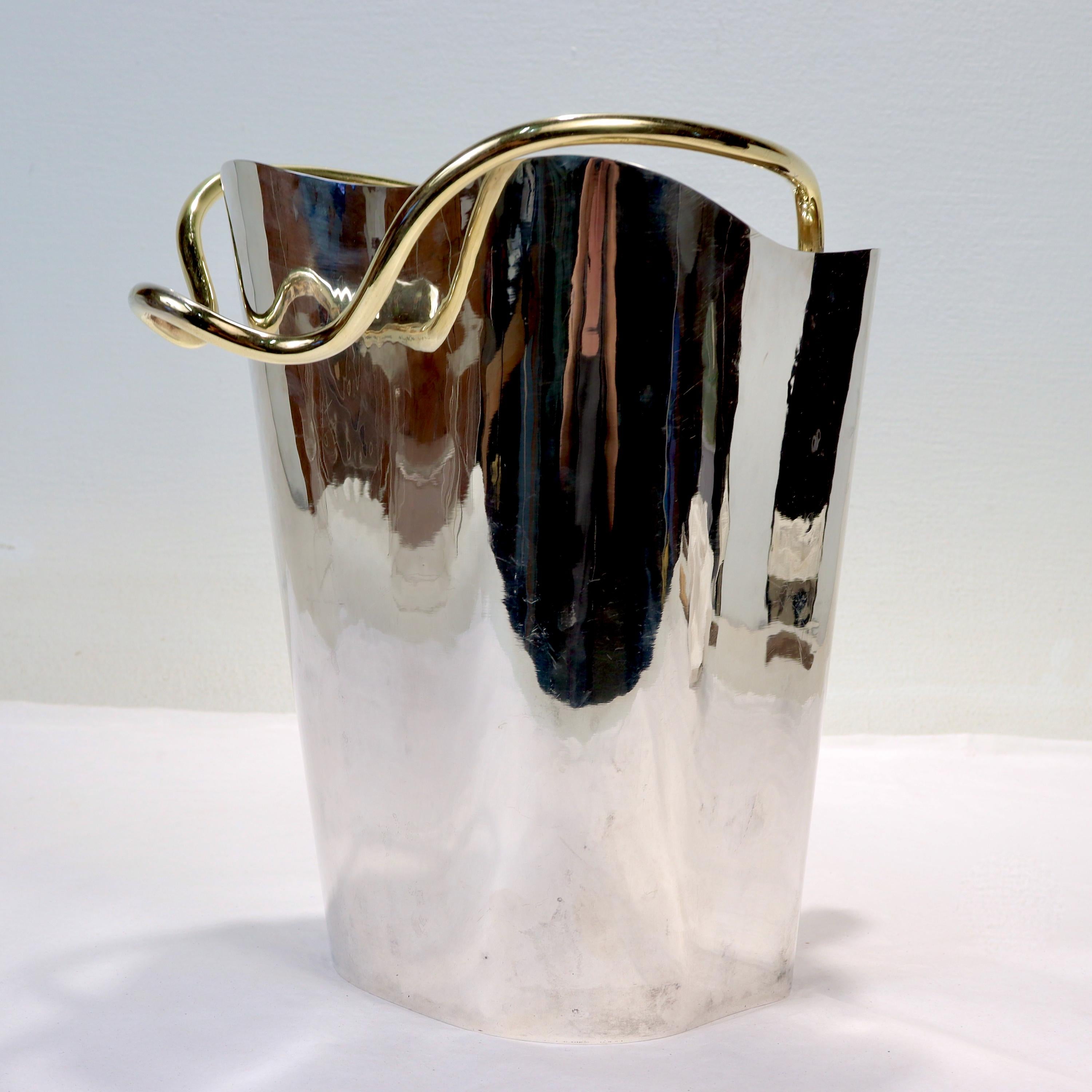 Modernist Sterling Silver Champagne / Ice Bucket by Borek Sipek for Cleto Munari For Sale 3