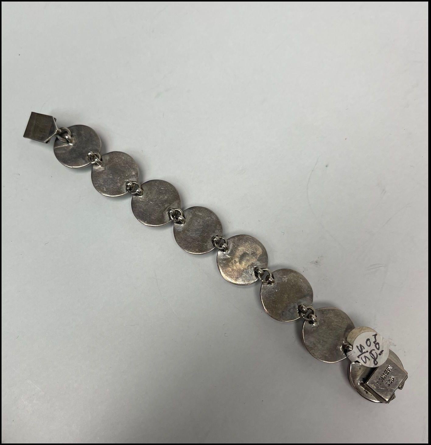 De las mujeres Pulsera modernista de eslabones circulares de plata de ley México Estate Fine Jewelry en venta