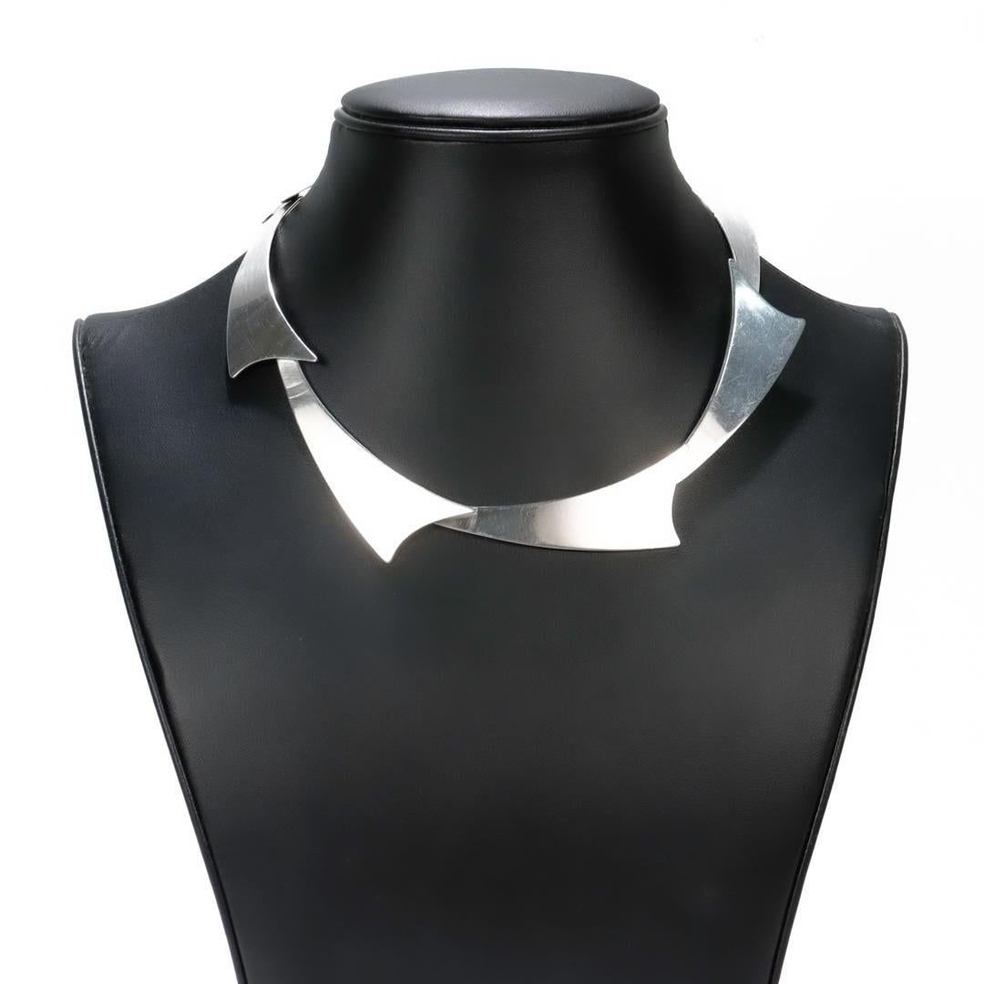 Modernist Sterling Silver Collar Necklace by Noble Smith For Sale 1