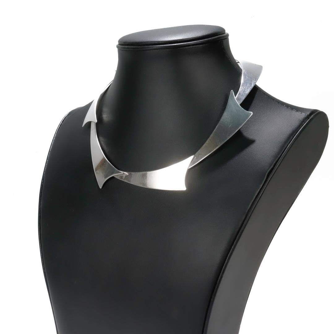 Modernist Sterling Silver Collar Necklace by Noble Smith For Sale 2