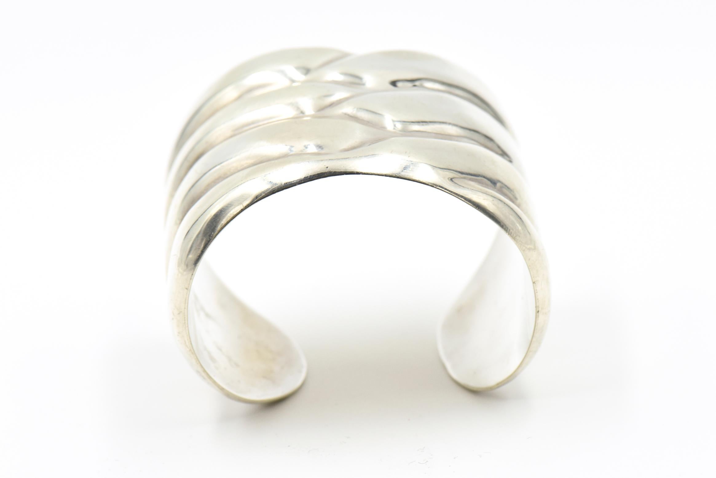 Women's Modernist Sterling Silver Cuff Bracelet