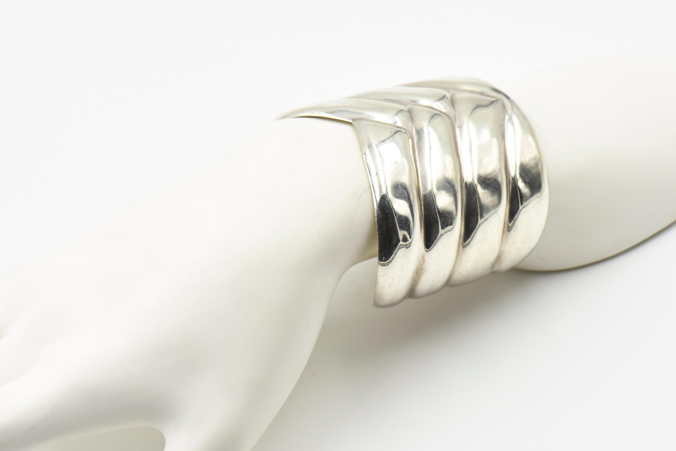 Modernist Sterling Silver Cuff Bracelet 4