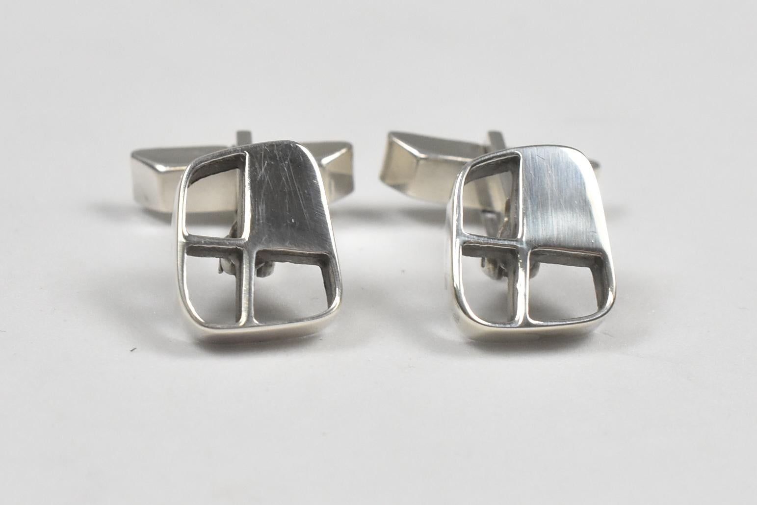 Modernist sterling silver cufflinks by Paul Lobel. 9/16