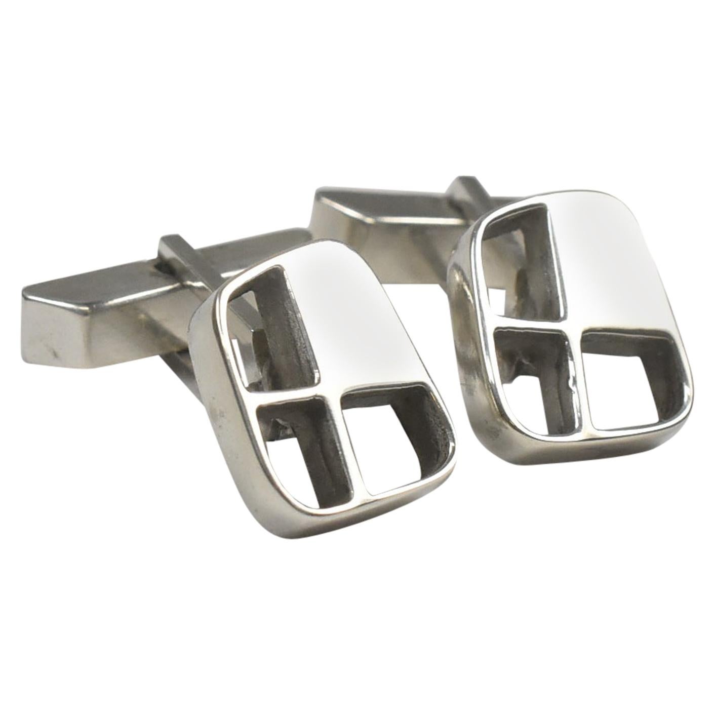 Modernist Sterling Silver Cufflinks by Paul Lobel For Sale