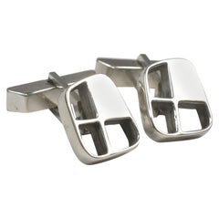 Boutons de manchette modernistes en argent sterling par Paul Lobel