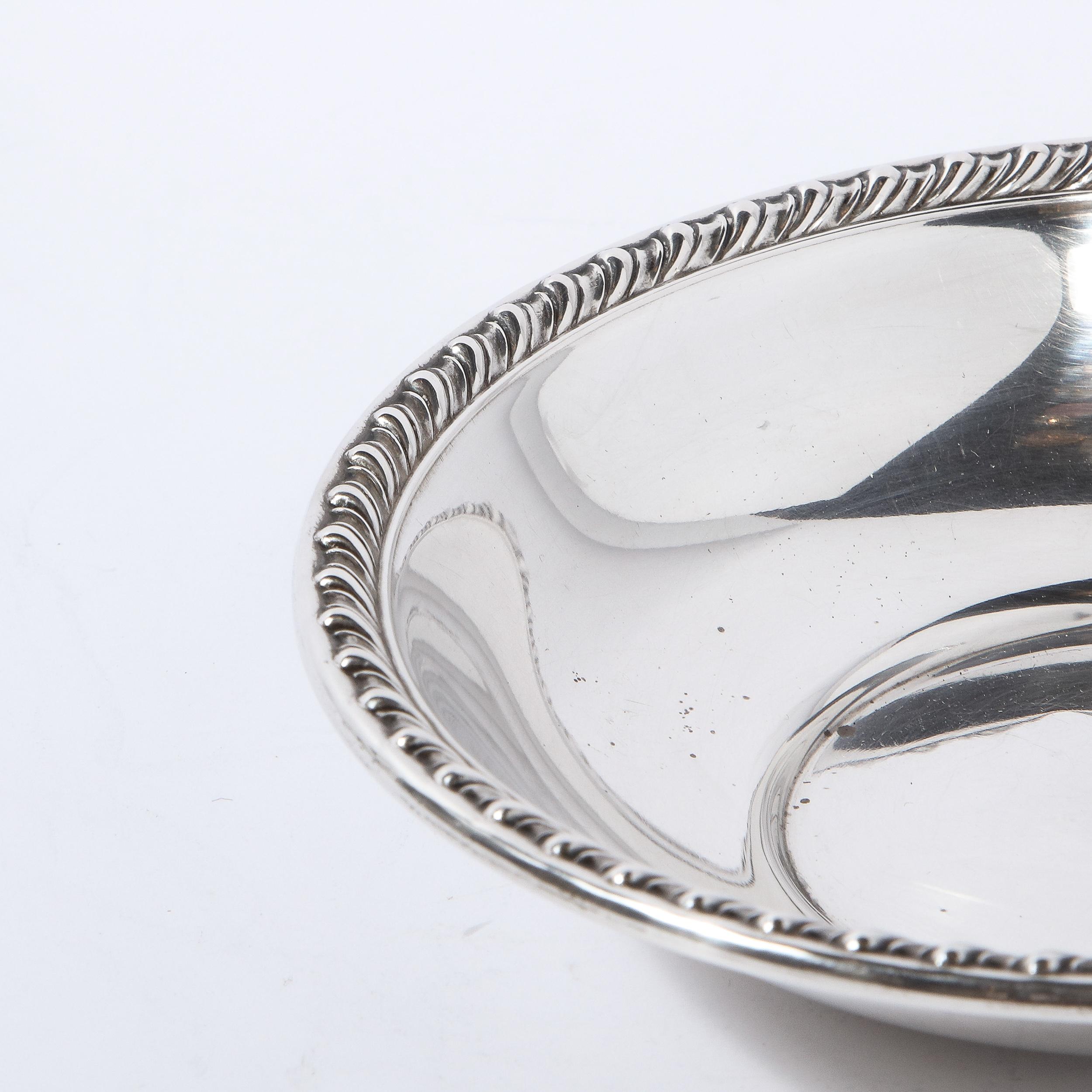American Modernist Sterling Silver Decorative Dish with Beaded Border For Sale