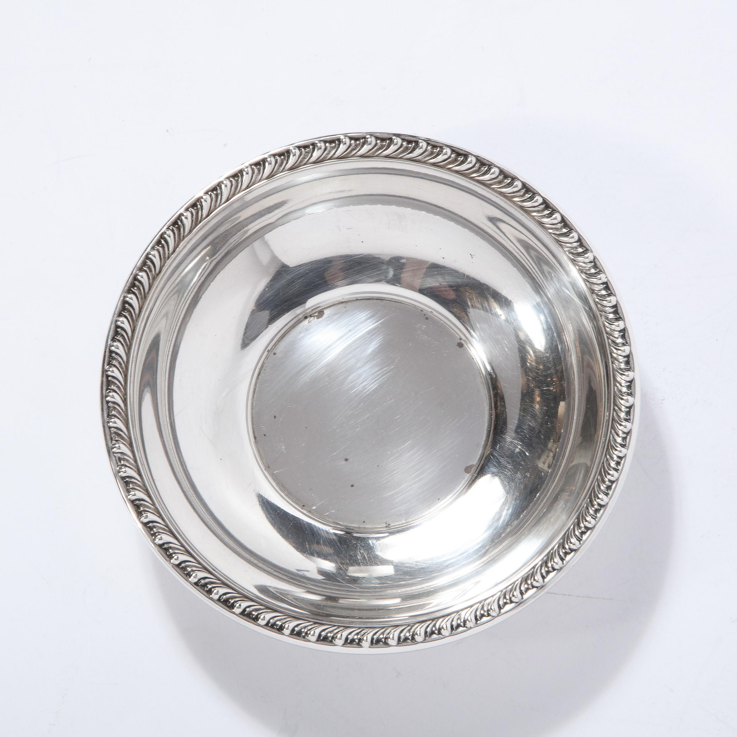 Modernist Sterling Silver Decorative Dish with Beaded Border For Sale 1