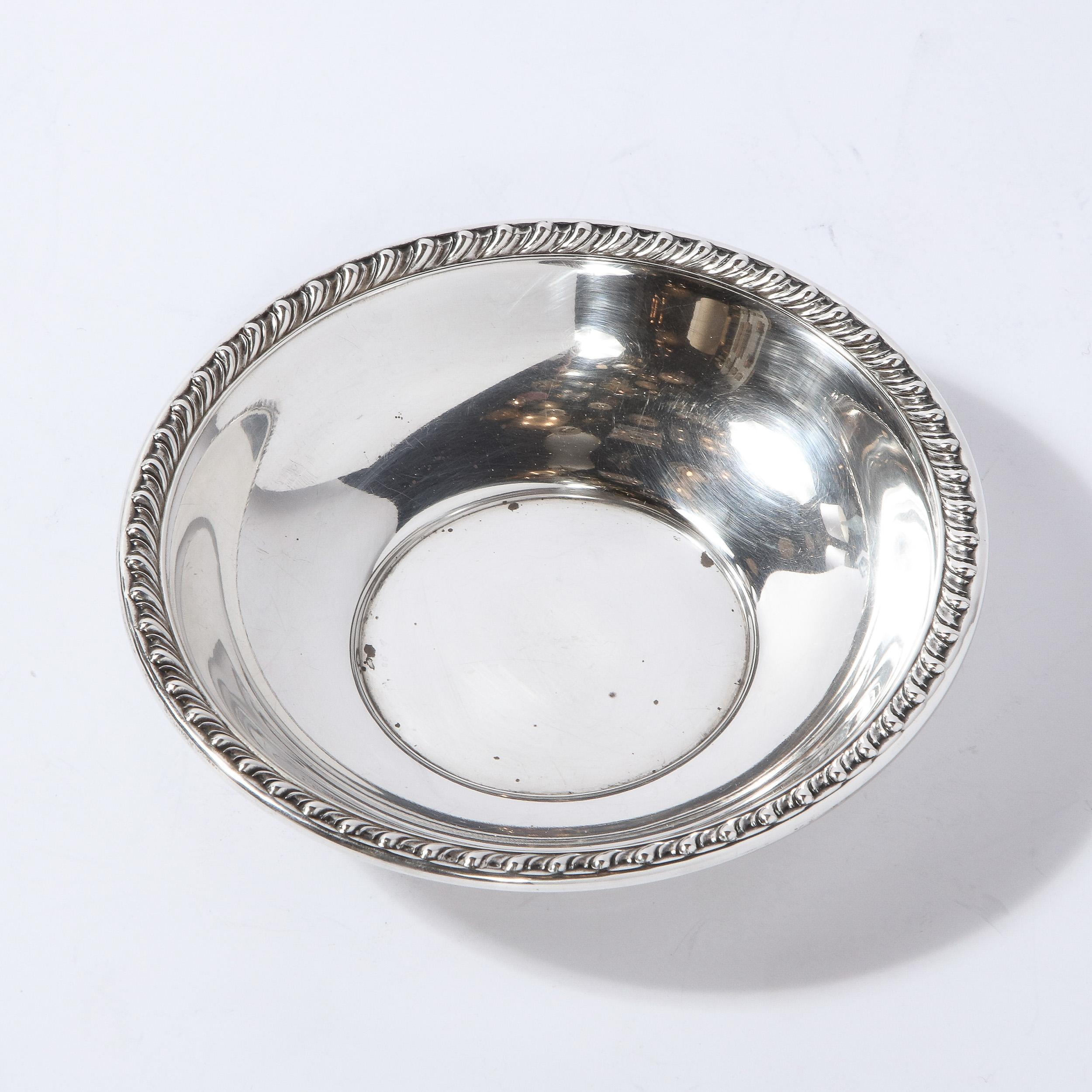 Modernist Sterling Silver Decorative Dish with Beaded Border For Sale 3