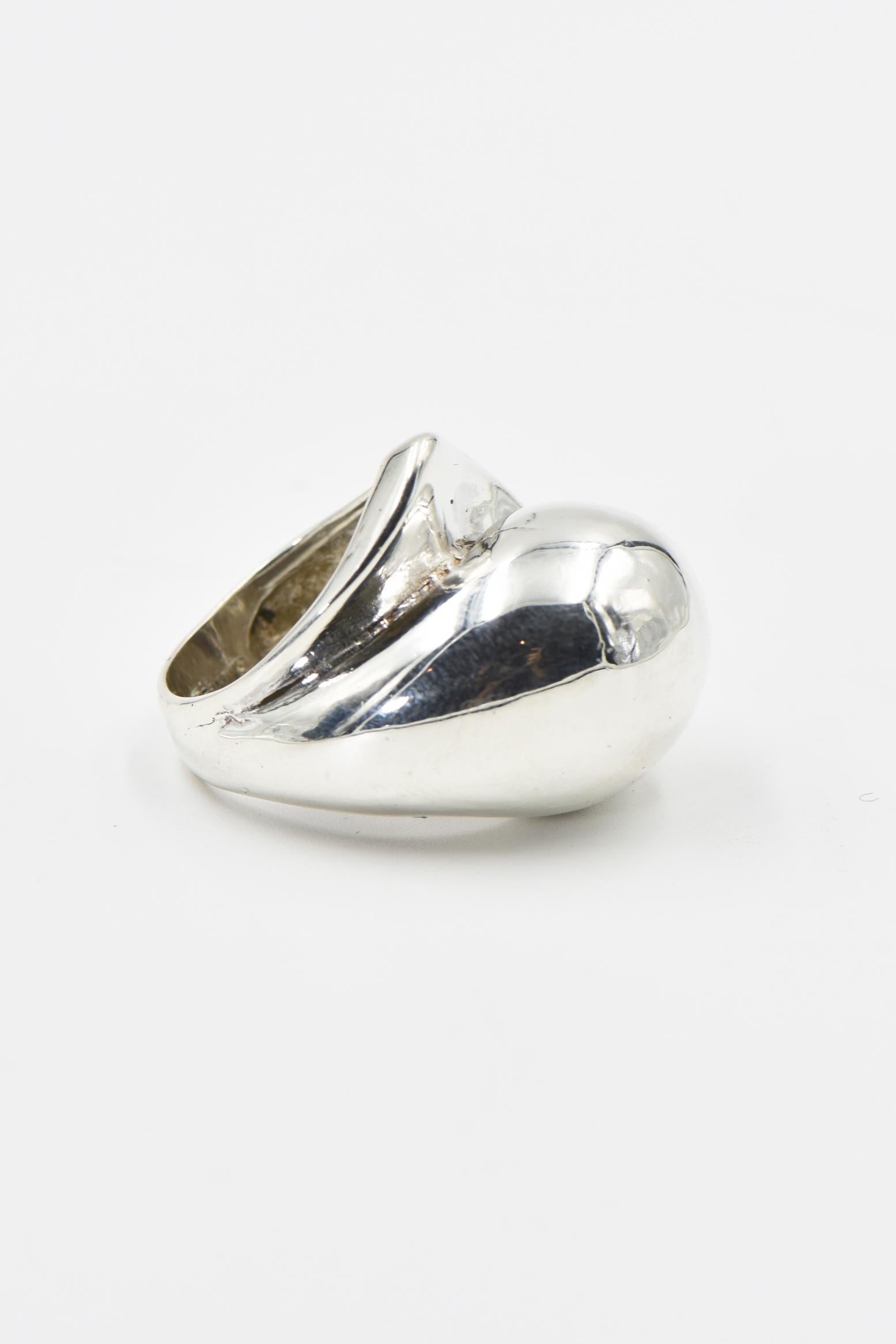 Women's or Men's Modernist Sterling Silver Dome Ring