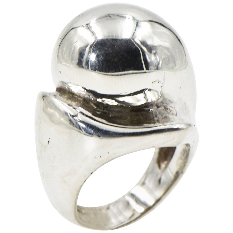 Modernist Sterling Silver Dome Ring