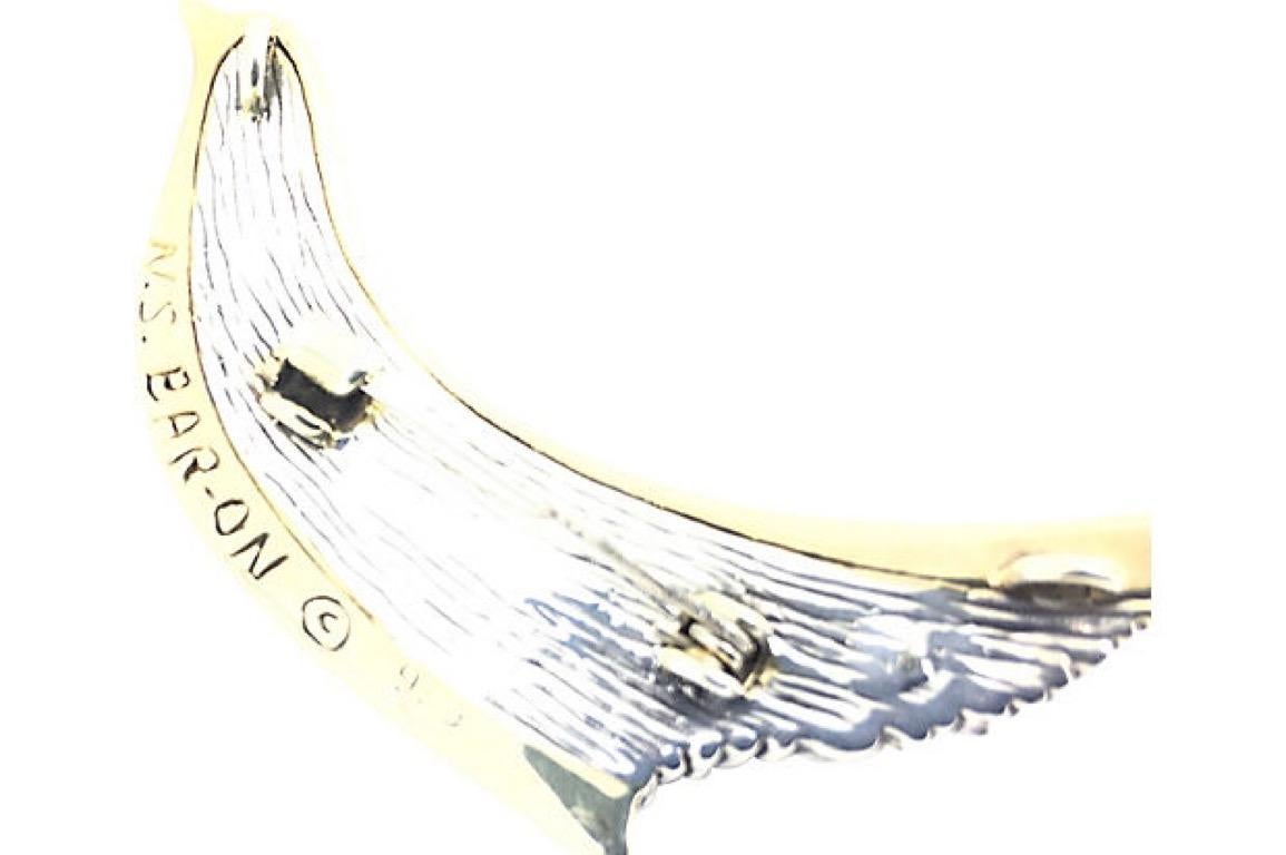 Modernist Sterling Silver Dove Brooch by Nurit and Shoshanna Bar-On  In Good Condition For Sale In Miami Beach, FL