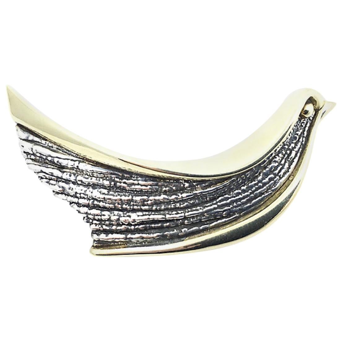 Broche colombe moderniste en argent sterling par Nurit et Shoshanna 