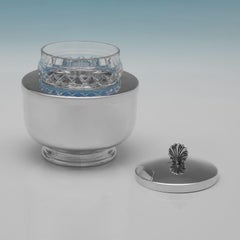 Modernistische Kaviarschale aus Sterlingsilber und Glas von Asprey, 12,5 Unzen, 1996