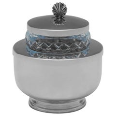 Piatto per caviale modernista in argento sterling e vetro di Asprey, 12,5 once, 1996