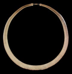 Modernist Sterling Silver Herringbone Necklace, Unsigned, Italy, circa 1970s