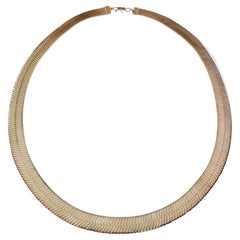 Modernistische Fischgrät-Halskette aus Sterlingsilber – unsigniert – Italien – ca. 1970er Jahre