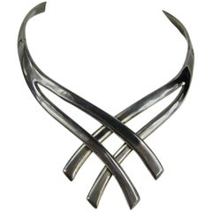 Modernist Sterling Silver Miguel Pineda Necklace Choker 