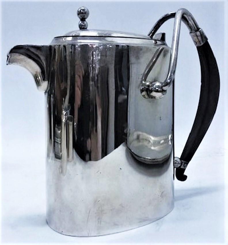Modernist Sterling Silver & Rosewood Tea & Coffee Service, Mexico, ca. 1940s In Good Condition For Sale In New York, NY
