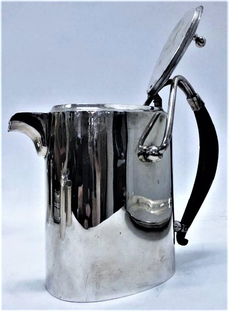 Argento Servizio da tè e caffè modernista in argento sterling e palissandro, Messico, anni '40 ca. in vendita