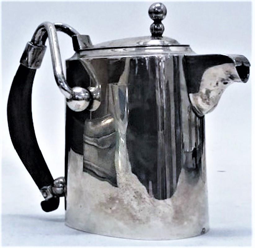 Servizio da tè e caffè modernista in argento sterling e palissandro, Messico, anni '40 ca. in vendita 1