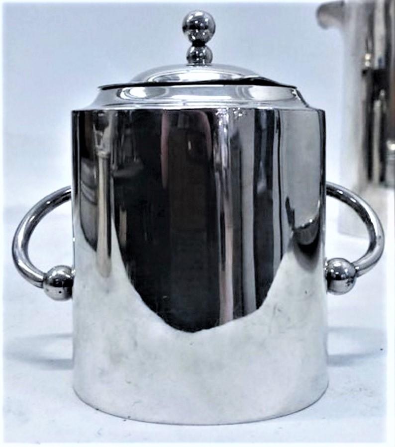 Modernist Sterling Silver & Rosewood Tea & Coffee Service, Mexico, ca. 1940s For Sale 4