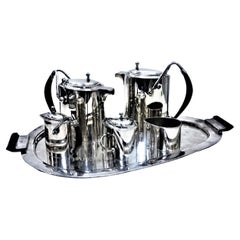 Modernist Sterling Silver & Rosewood Tea & Coffee Service, Mexico, ca. 1940s