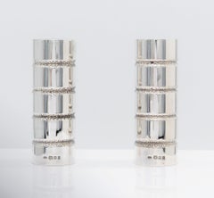 Modernist Sterling Silver Salt & Pepper Pots By George E Grant London 1971