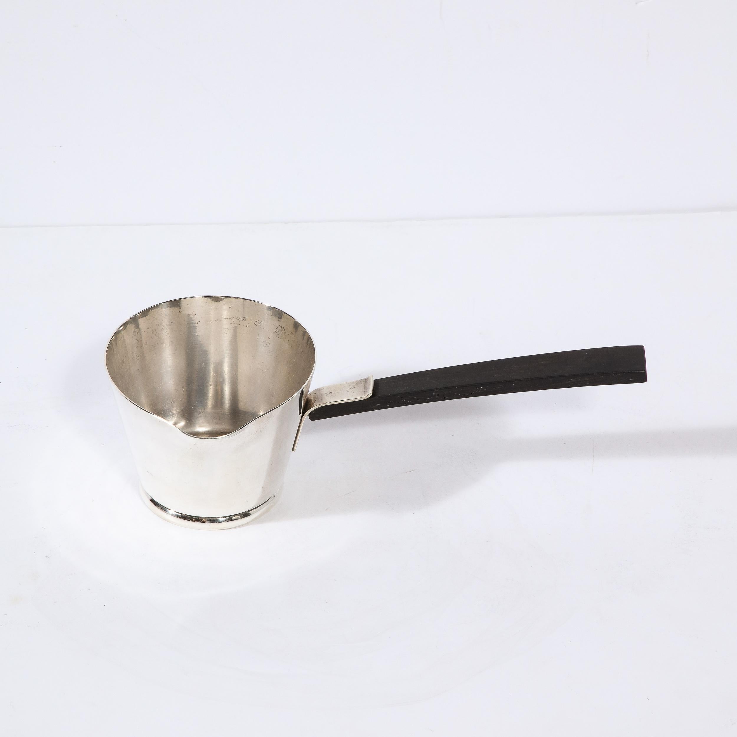 Modernist Sterling Silver Sauce Boat with Ebony Handle by Allan Adler In Excellent Condition For Sale In New York, NY