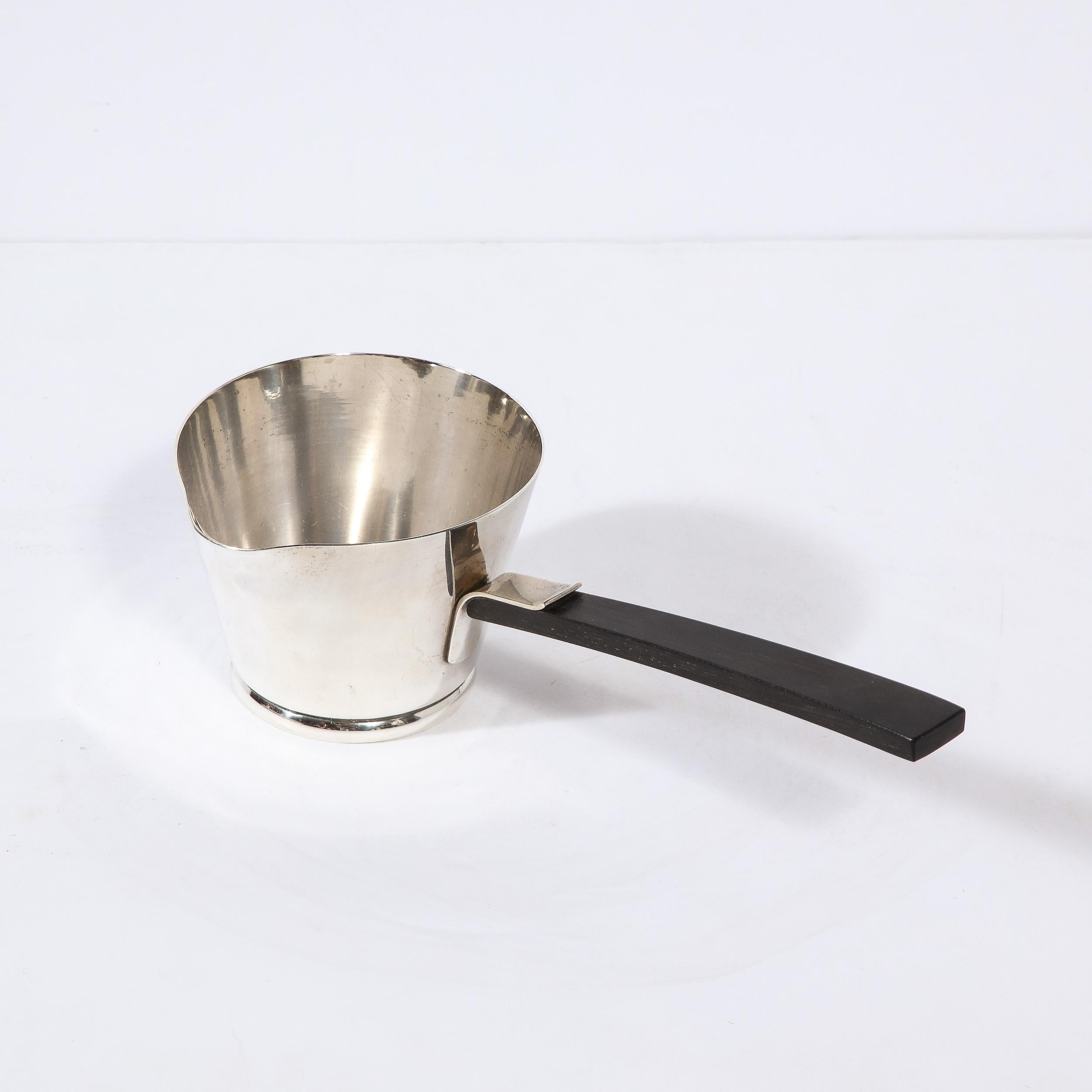 Mid-20th Century Modernist Sterling Silver Sauce Boat with Ebony Handle by Allan Adler For Sale